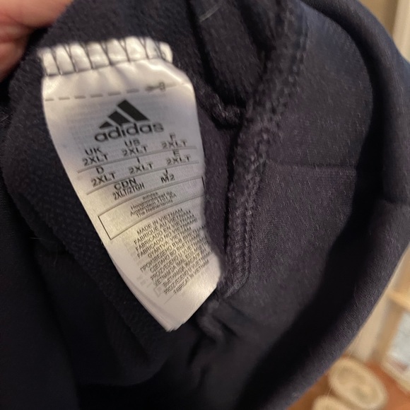 Mens Adidas fleece Hoodie 2XLT navy blue - Picture 2 of 2